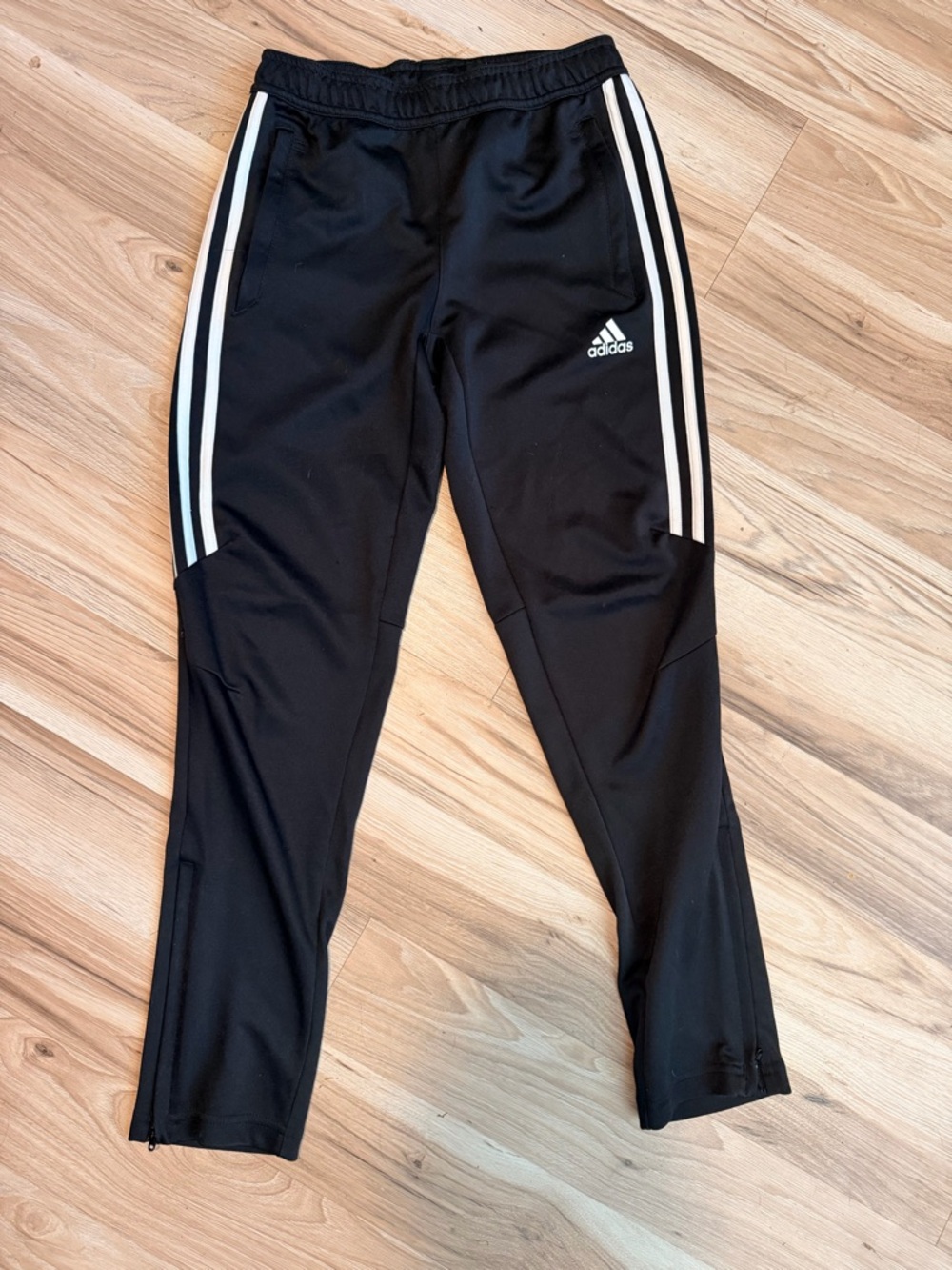 adidas kids 10/12 climacool Black Jogger Pants with White 3-Stripe Detail